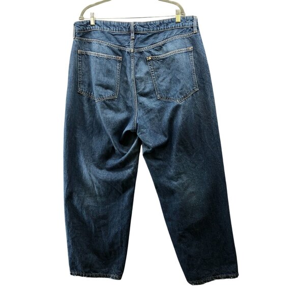 H&M Super Baggy Low Waist Jeans Womens 16 Blue Loose Fit Medium Wash Wide Leg - Picture 2 of 11